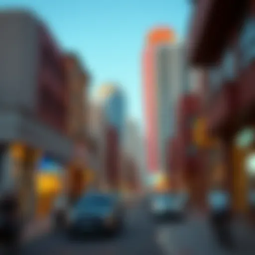 Vibrant street scene on Satwa Road showcasing local architecture