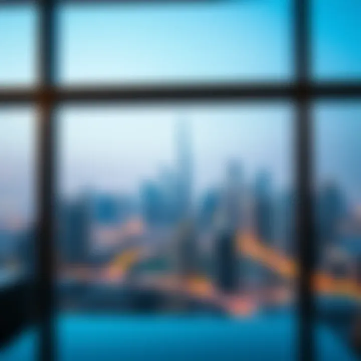 Dubai Skyline View from Service Apartment Beautiful view of Dubai skyline from a service apartment