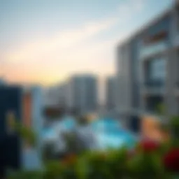 A stunning view of Silicon Oasis showcasing modern architecture