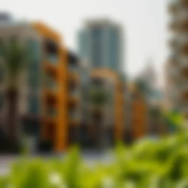 The vibrant Silicon Oasis neighborhood with greenery