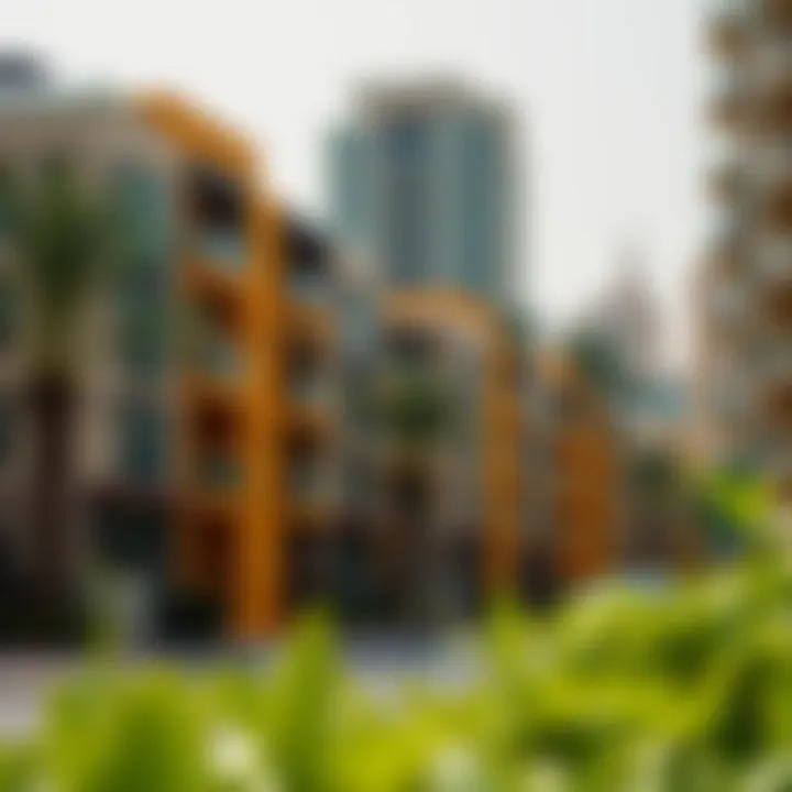 The vibrant Silicon Oasis neighborhood with greenery