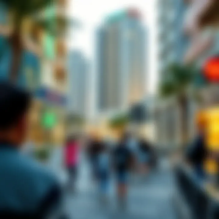 Dynamic Community Dynamics in Business Bay Vibrant community life surrounding Sol Bay Tower in Business Bay