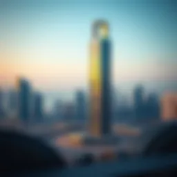 Majestic view of Sol Bay Tower amidst the Dubai skyline