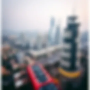 Dubai Skyline and Neighborhoods Aerial view of Dubai neighborhoods with studio apartments