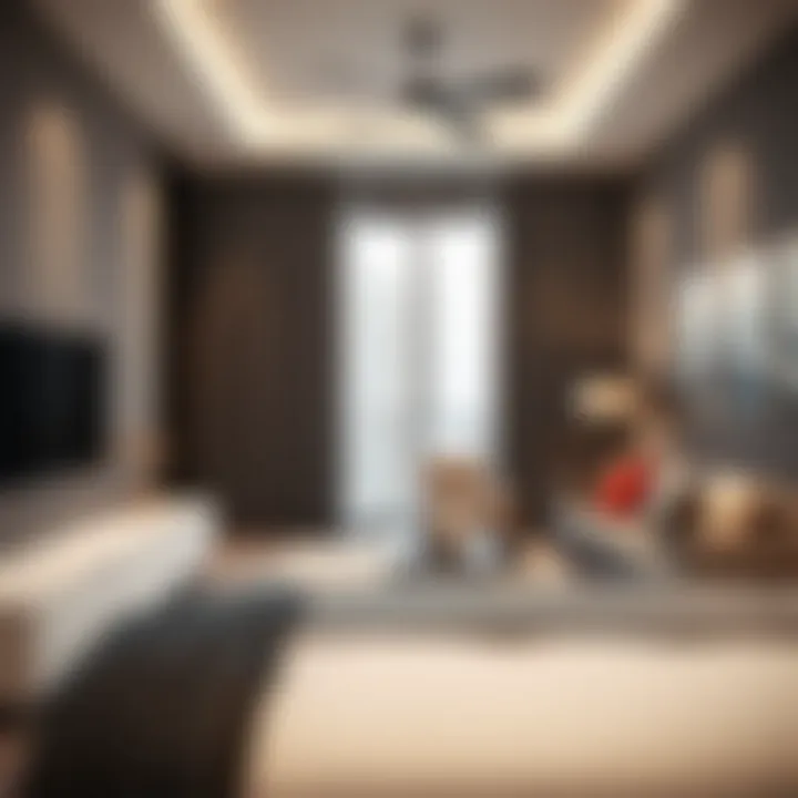 Sleek and Stylish Studio Living Modern studio apartment interior in Dubai