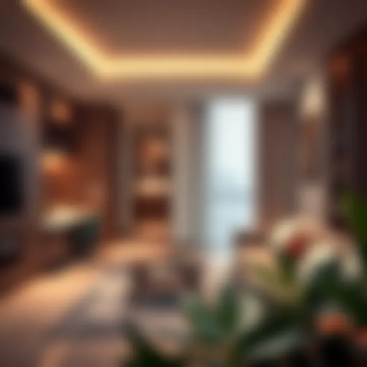 Stylish Studio Interior Interior of a stylish studio apartment highlighting modern amenities and design