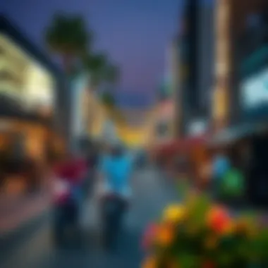 Vibrant Street Life in Tecom Bustling street scene in Tecom with cafes and shops