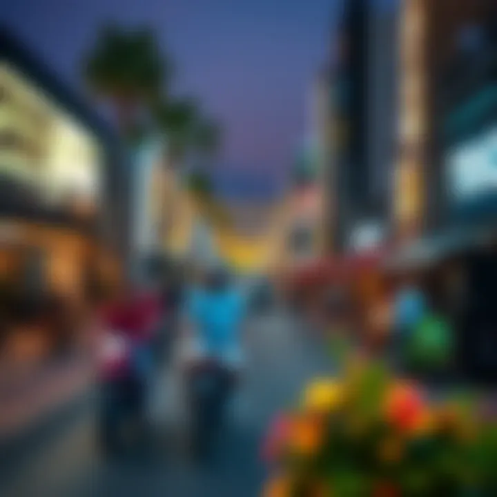 Vibrant Street Life in Tecom Bustling street scene in Tecom with cafes and shops