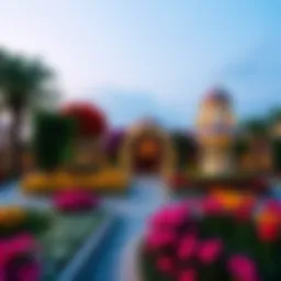 A breathtaking view of the Dubai Miracle Garden showcasing vibrant floral displays.