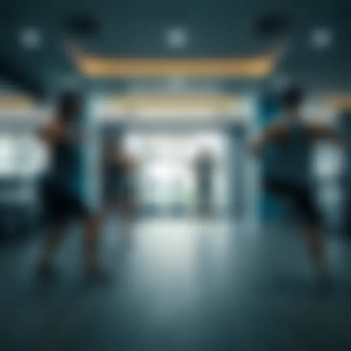 Engaging Group Fitness Class in Tecom Group fitness class activity in a Tecom gym