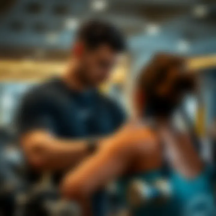 Personal trainer guiding a workout session