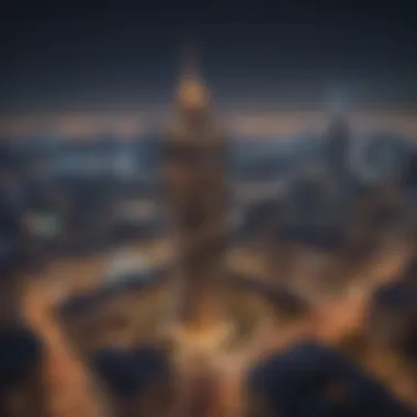 Aerial view of the Jewel Tower surrounded by Dubai's skyline