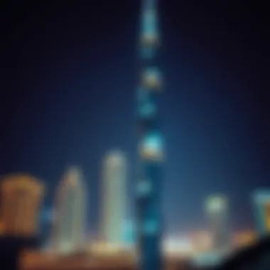 Onyx Tower at Night Night view of the Onyx Tower illuminated against the Dubai skyline