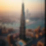 Aerial view of Wasl Tower showcasing its stunning architecture against the Dubai skyline