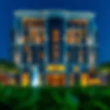 Elegant Architectural Design of Fountain View Hotel Stunning exterior view of Fountain View Hotel Dubai showcasing its architectural elegance