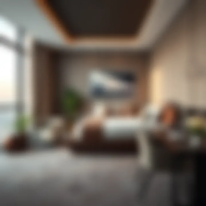 Luxurious guest room at Fountain View Hotel with modern decor and amenities