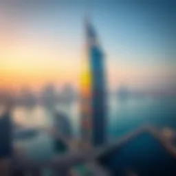 Breathtaking view of Habtoor Tower against the Dubai skyline