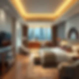 Luxurious hotel room showcasing modern design and amenities