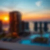 Panoramic view of Jewel of the Creek at sunset