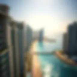 Aerial view of Jumeirah Beach Residence showcasing the beachfront and skyscrapers