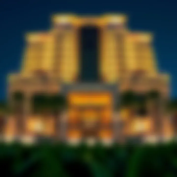 Elegant Architecture of Kempinski Palm Hotel Luxurious exterior view of Kempinski Palm Hotel showcasing its architectural elegance