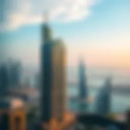 Stunning view of Lake Point Tower against the Dubai skyline