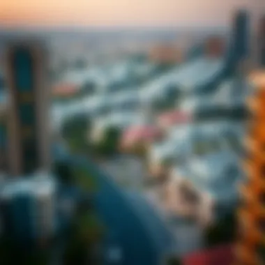 Dynamic Neighborhoods in Dubai Aerial view of a vibrant Dubai neighborhood