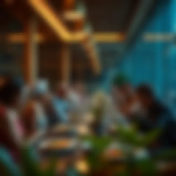 Community and Culinary Delight at Nad Al Sheba Kitchen A group of diners enjoying a meal, reflecting community engagement and culinary delight.