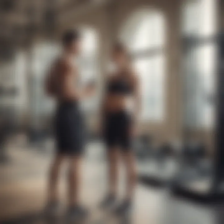 Personal trainer guiding a client during workout