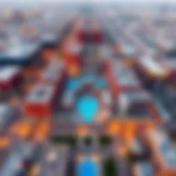 Aerial view of Motor City showcasing its expansive layout