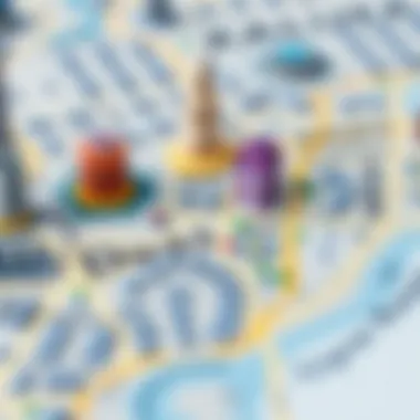 A map highlighting popular neighborhoods for apartment rentals in Dubai