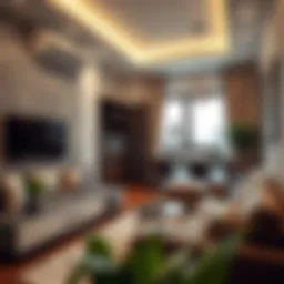 Modern studio apartment interior showcasing smart space utilization
