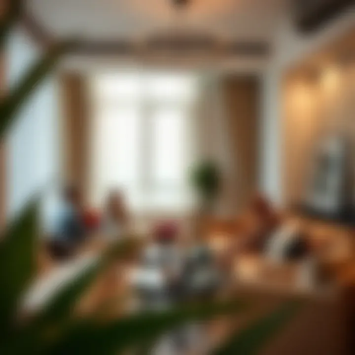 A cozy living room setting in a shared Dubai apartment that highlights a harmonious blend of cultures