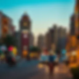 Vibrant street view of Al Satwa at dusk