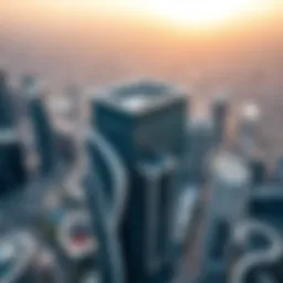Aerial view of One Zabeel Tower showcasing its unique architectural design.