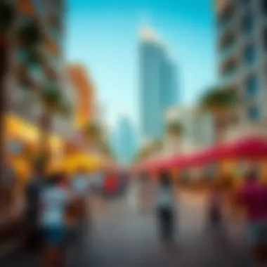 Vibrant community dynamics around Palm Towers.