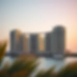 Stunning view of Palm Towers amidst the Palm Jumeirah.