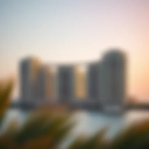 Stunning view of Palm Towers amidst the Palm Jumeirah.