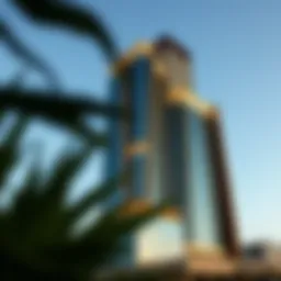 Stunning exterior view of Paramount Tower Hotel showcasing its unique architecture