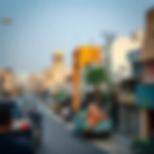 A panoramic view of Satwa showcasing its vibrant streets and local architecture