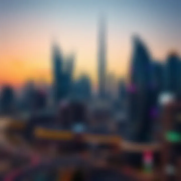 Vibrant Dubai Skyline at Dusk Vibrant urban skyline at dusk