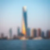 Stunning view of Tamouh Tower against the Abu Dhabi skyline