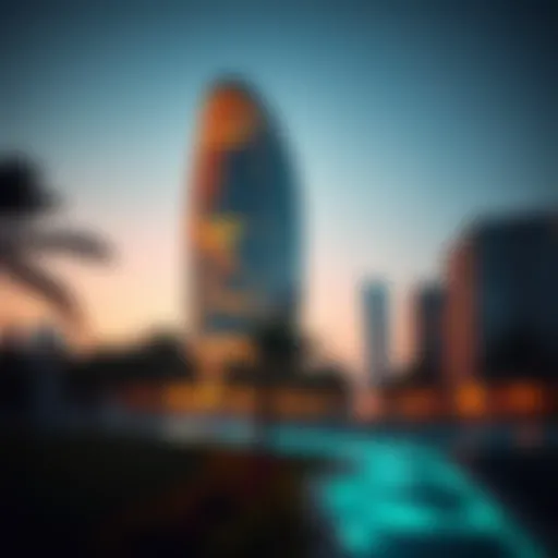 Stunning architectural view of Thumam Building showcasing its unique design