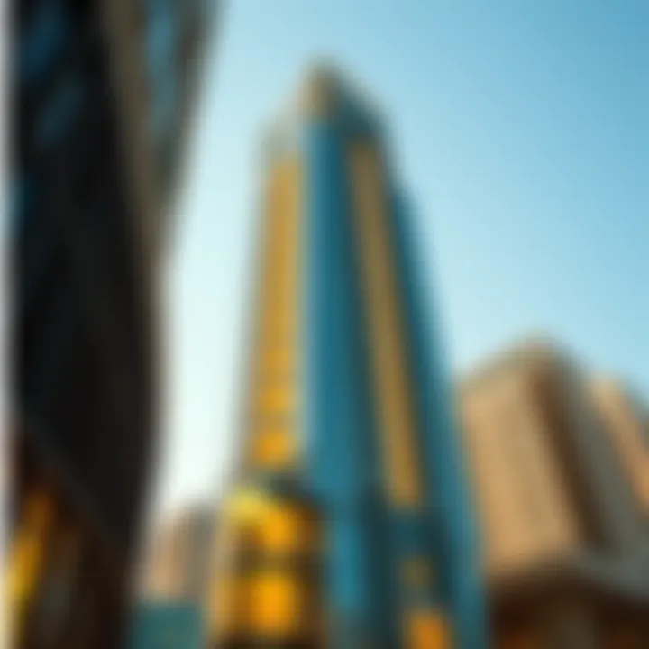 Architectural details of Al Ittihad Tower highlighting modern design