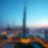 Stunning view of Al Ittihad Tower against the Dubai skyline