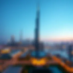 Stunning view of Al Ittihad Tower against the Dubai skyline