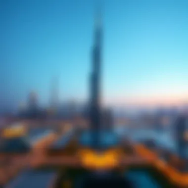 Stunning view of Al Ittihad Tower against the Dubai skyline