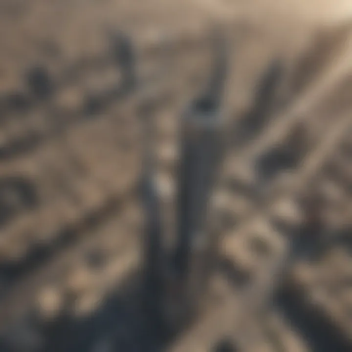 Aerial view of Al Khor Tower amidst Dubai's skyline