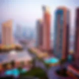 Panoramic view of Cluster E showcasing the architectural diversity