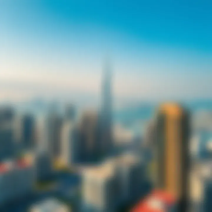 Aerial View of Dubai Skyline Aerial view of Dubai skyline showcasing various residential buildings